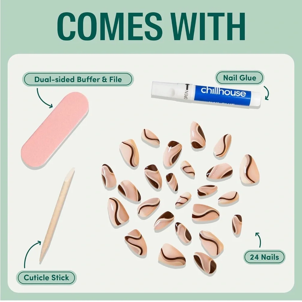 Chill Tips Gone Riding Neutral Browns Short Almond Press On Nails